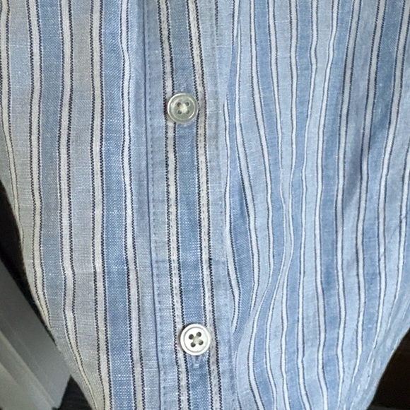 NWT J. Jill Love Linen 100% Linen Striped Roll Tab Sleeve Shirt Dress Petite XS - Picture 7 of 11